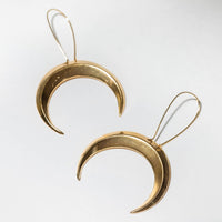 Larissa Loden Eclipse Crescent Moon Earrings - Brass or Silver: Brass