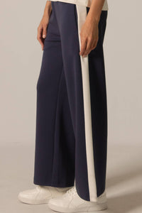 P. CILL Butter Modal Side Stripe Wide Leg Pants: Black / Small