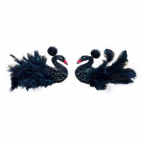 Black Swan Feather Earrings