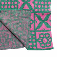 AKA Sorority Tile Print Knit Pink Green Cardigan: Pink and Green / Multi Tone / 29.5 x 28.7 inches