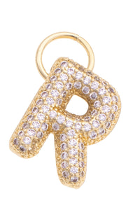 Canvas Style Charm Bar Letter Pave Initial Charm in Shiny Gold