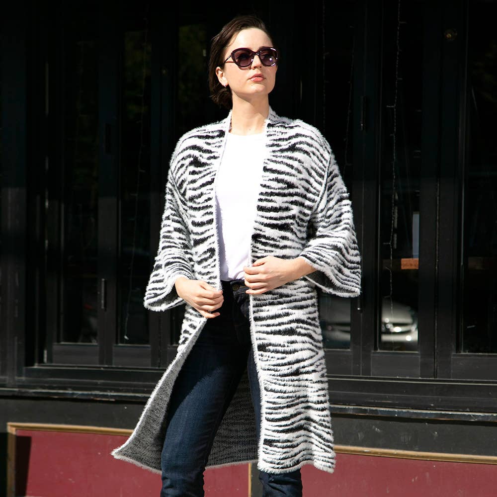 Carter Tiger Zebra or  Leopard Patterned Bell Sleeves Cardigan