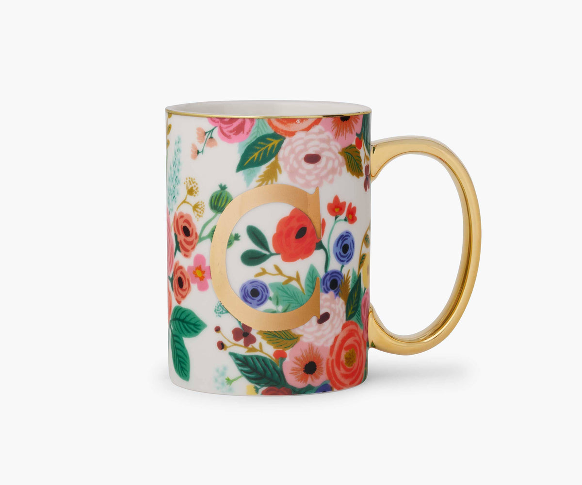 Garden Party Porcelain Monogram Initial Mug