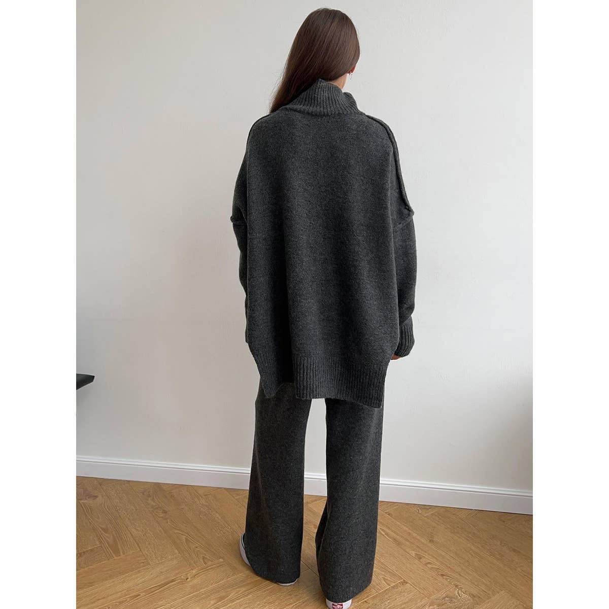 Long sleeve top and long pants sweater set: GREEN / M