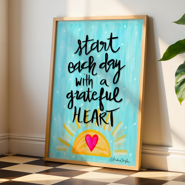 Start Each Day With A Grateful Heart  Inspirational Art Canvas