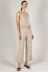 P. CILL Butter Modal Side Binding Wide Leg Pants: Black