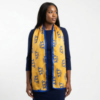 SGRHO Long Blue and Yellow 1922 Rectangle Scarf: Color: Gold and Blue / Plating: Multi Tone / Size: 64 x 16 inches