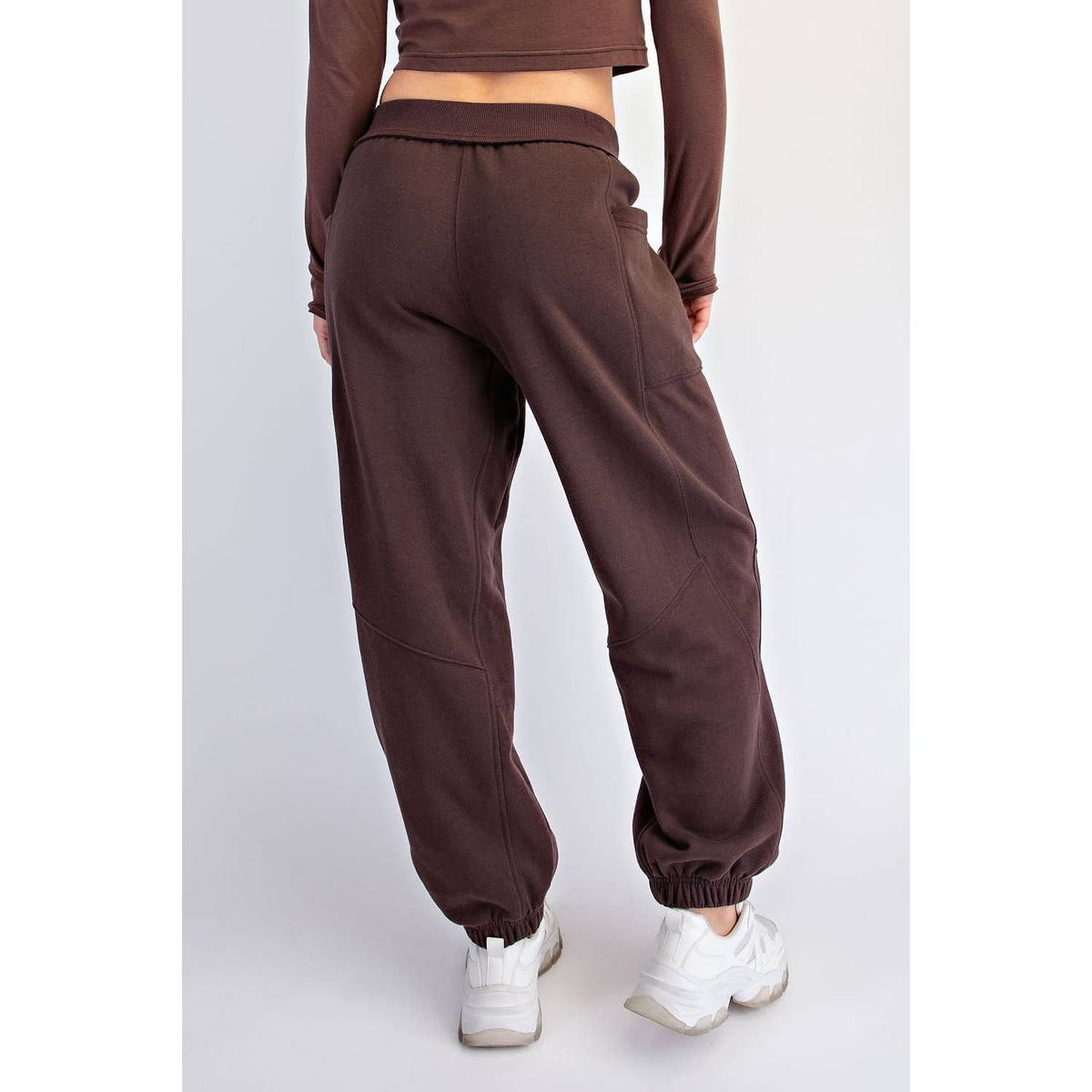 FLEECED TERRY FLOW JOGGER PANTS: Peach Pink / S-M-L(2-2-2)