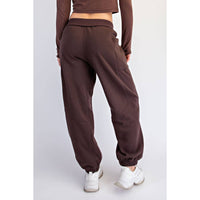FLEECED TERRY FLOW JOGGER PANTS: Peach Pink / S-M-L(2-2-2)