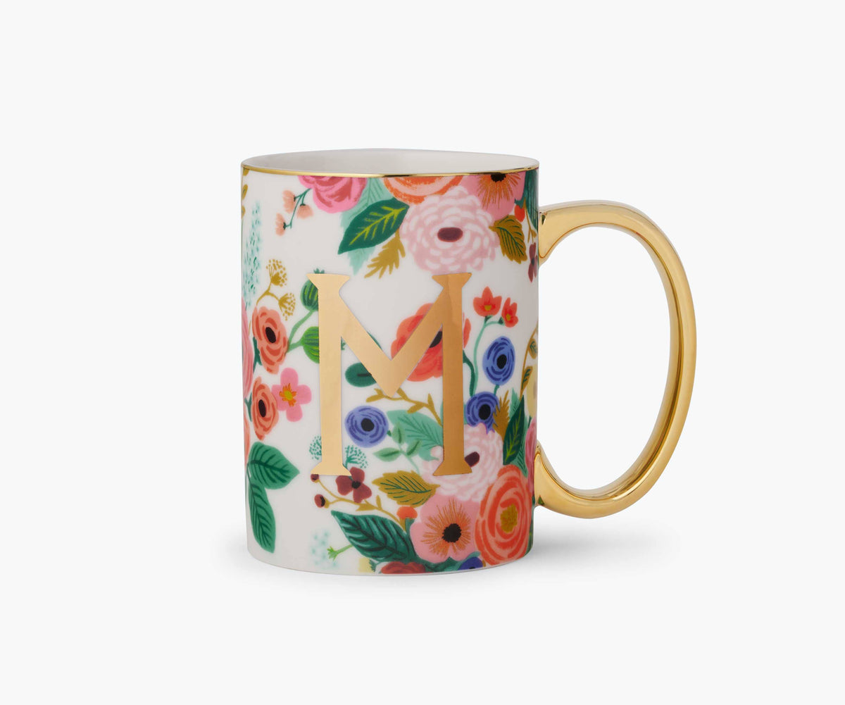 Garden Party Porcelain Monogram Initial Mug