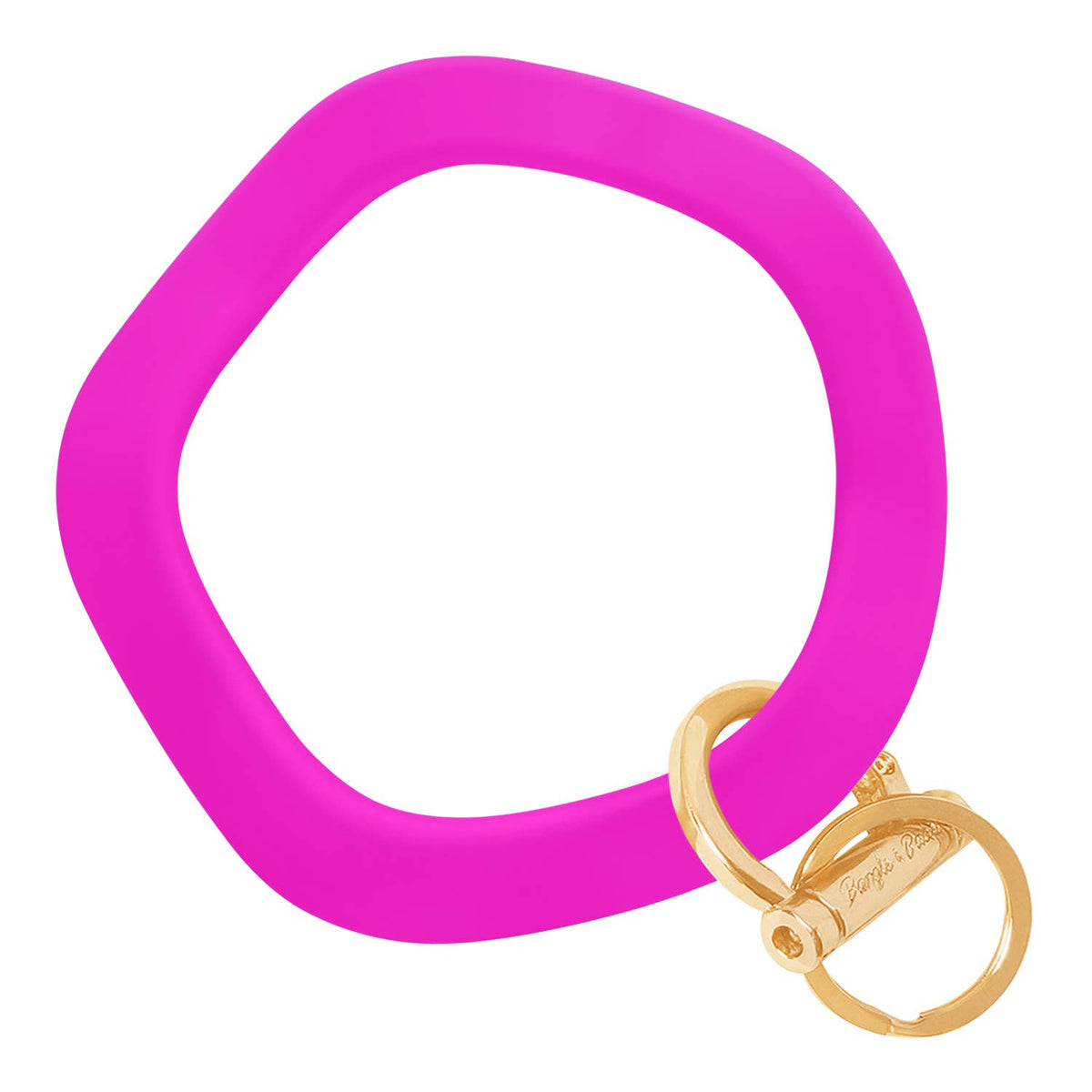 Wavy Wristlet Keyring | Wrist-Worn Key Chain & Phone Tether: Gold / Wavy - Deep Neon Pink