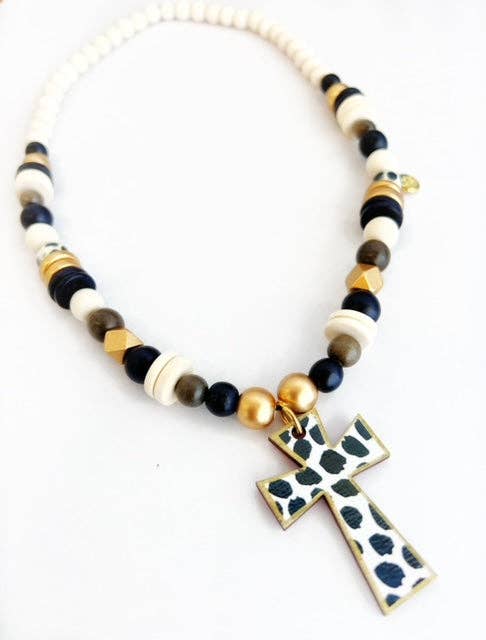 Cross Necklaces: Black Dot