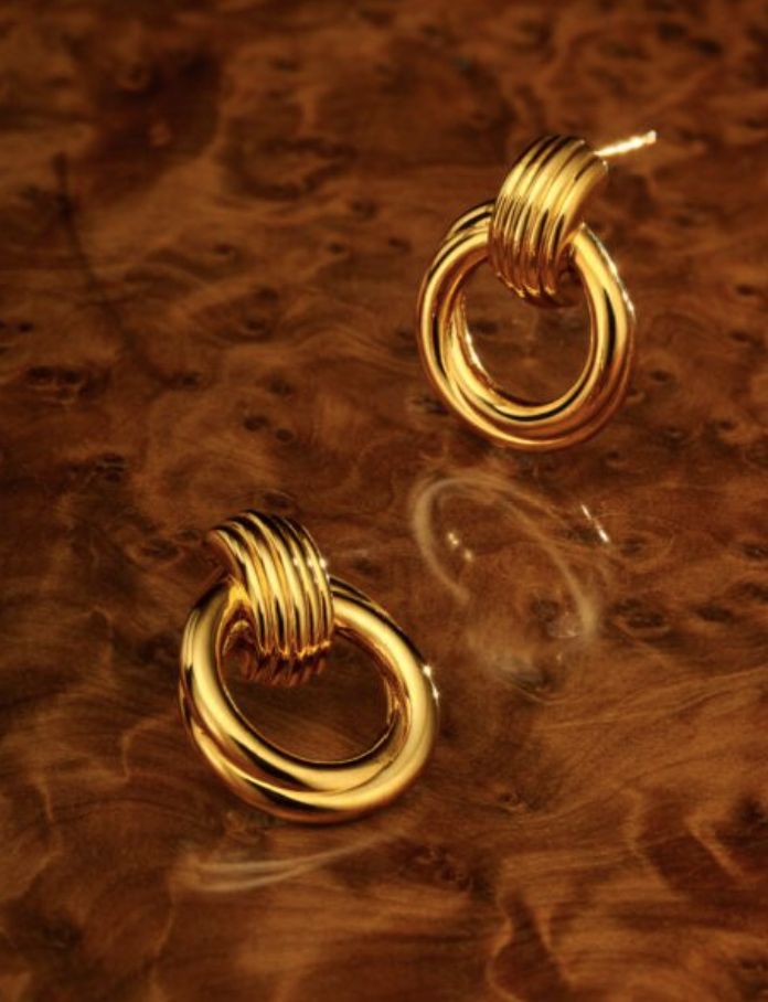 Demi Waterproof Gold Oversized Stud Earrings