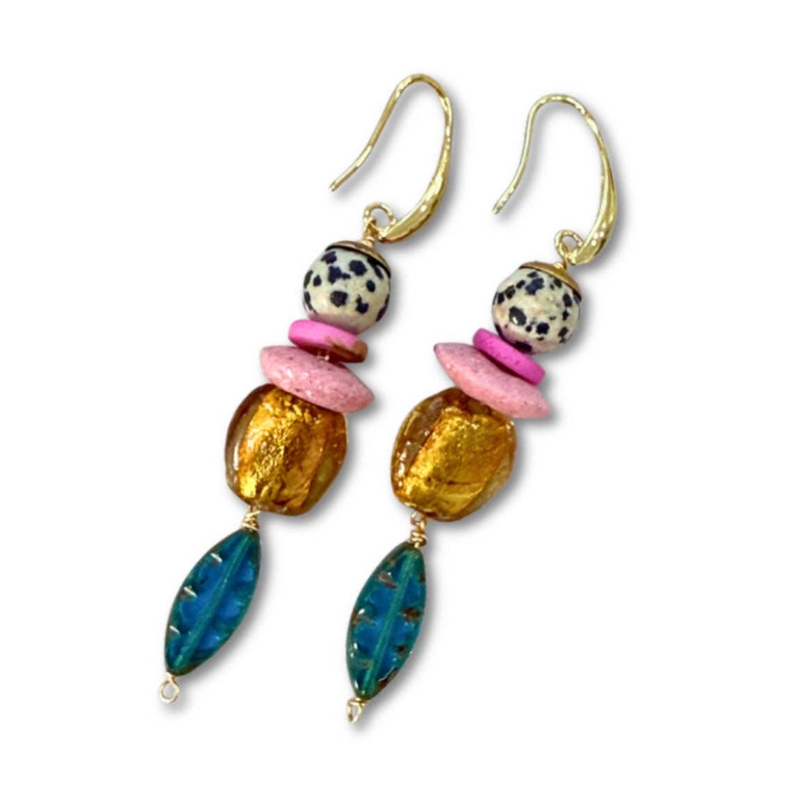 Beaded Dangle Earrings - Colorful Drops