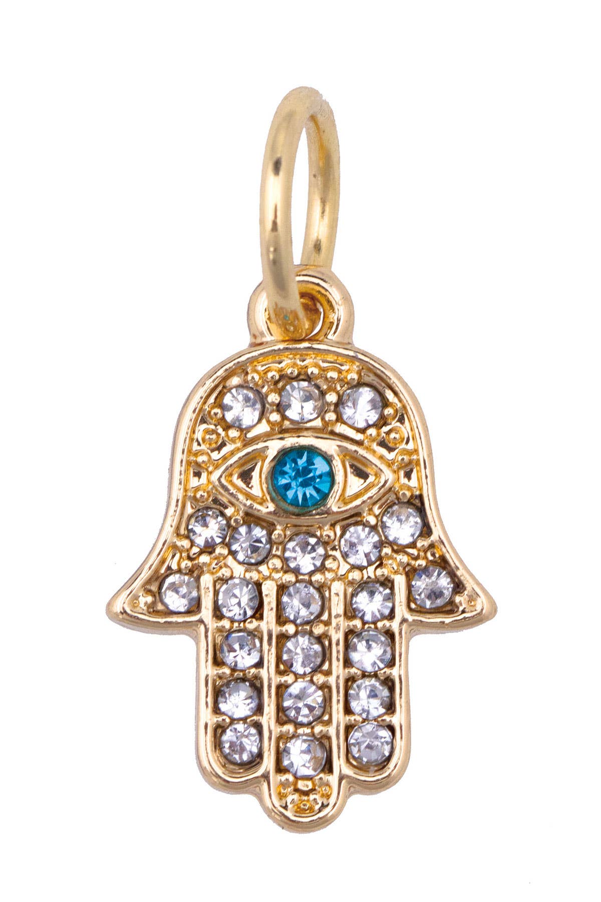 CANVAS STYLE CHARM BAR-Pave Hamsa Charm in Shiny Gold