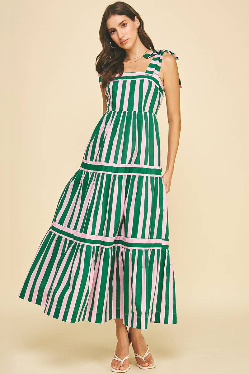 Braylee MULTI COLOR STRIPED TIERED MAXI DRESS