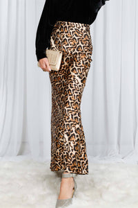 Henley Neck Elastic Smocked Leopard Print Blouse or  Leopard Print Bias Cut Satin Maxi Skirt