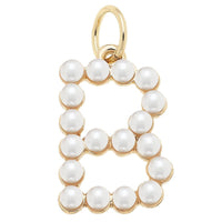 Pearl-Studded Letter Charm in Ivory: J