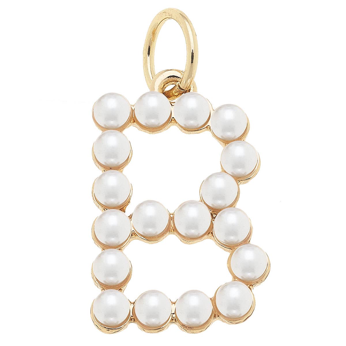 Pearl-Studded Letter Charm in Ivory: I