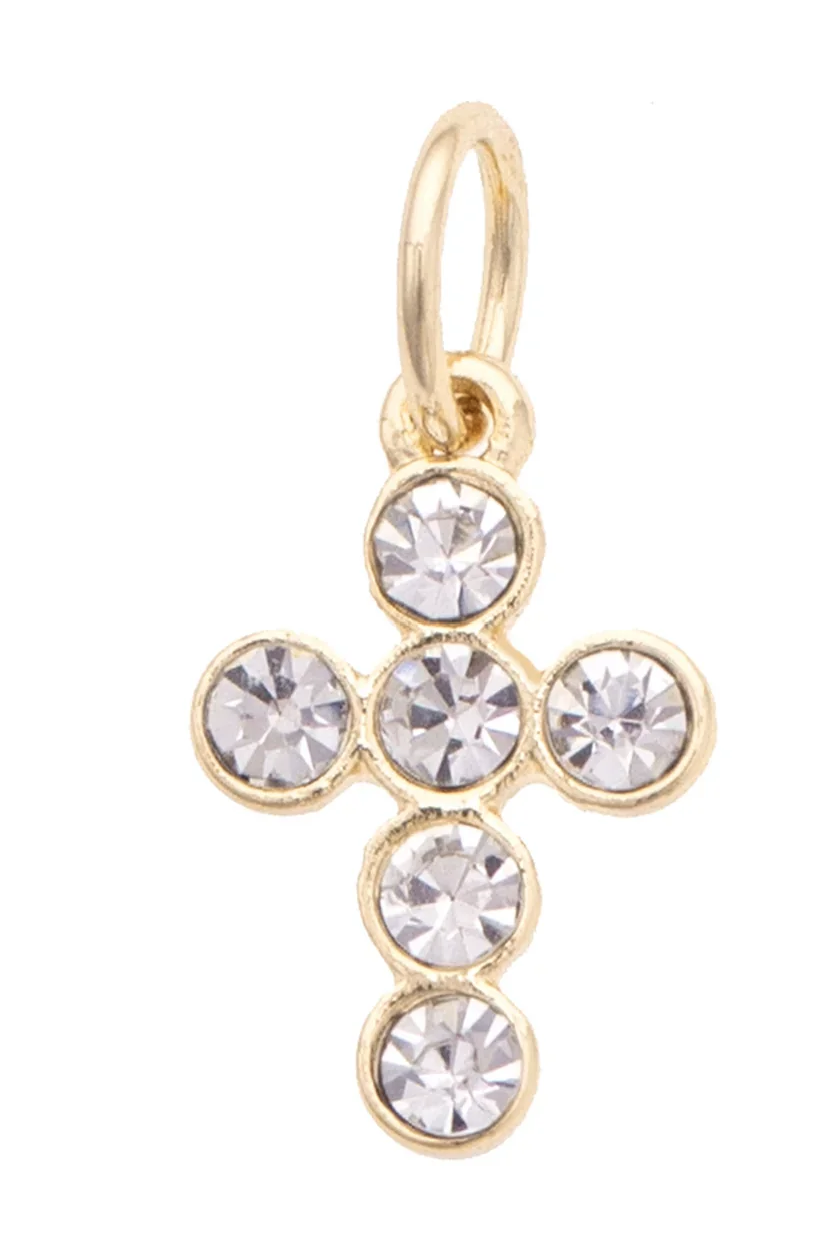 CANVAS STYLE CHARM BAR-Rhinestone Cross Charm in Shiny Gold