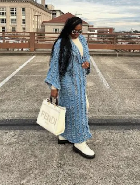 Distressed  Blue Denim Duster