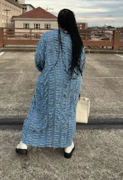 Distressed  Blue Denim Duster
