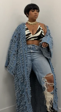 Distressed  Blue Denim Duster