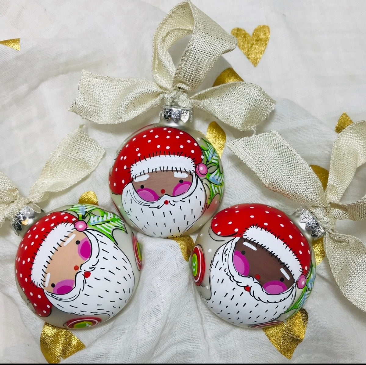 Diverse Santa Handmade Ornaments