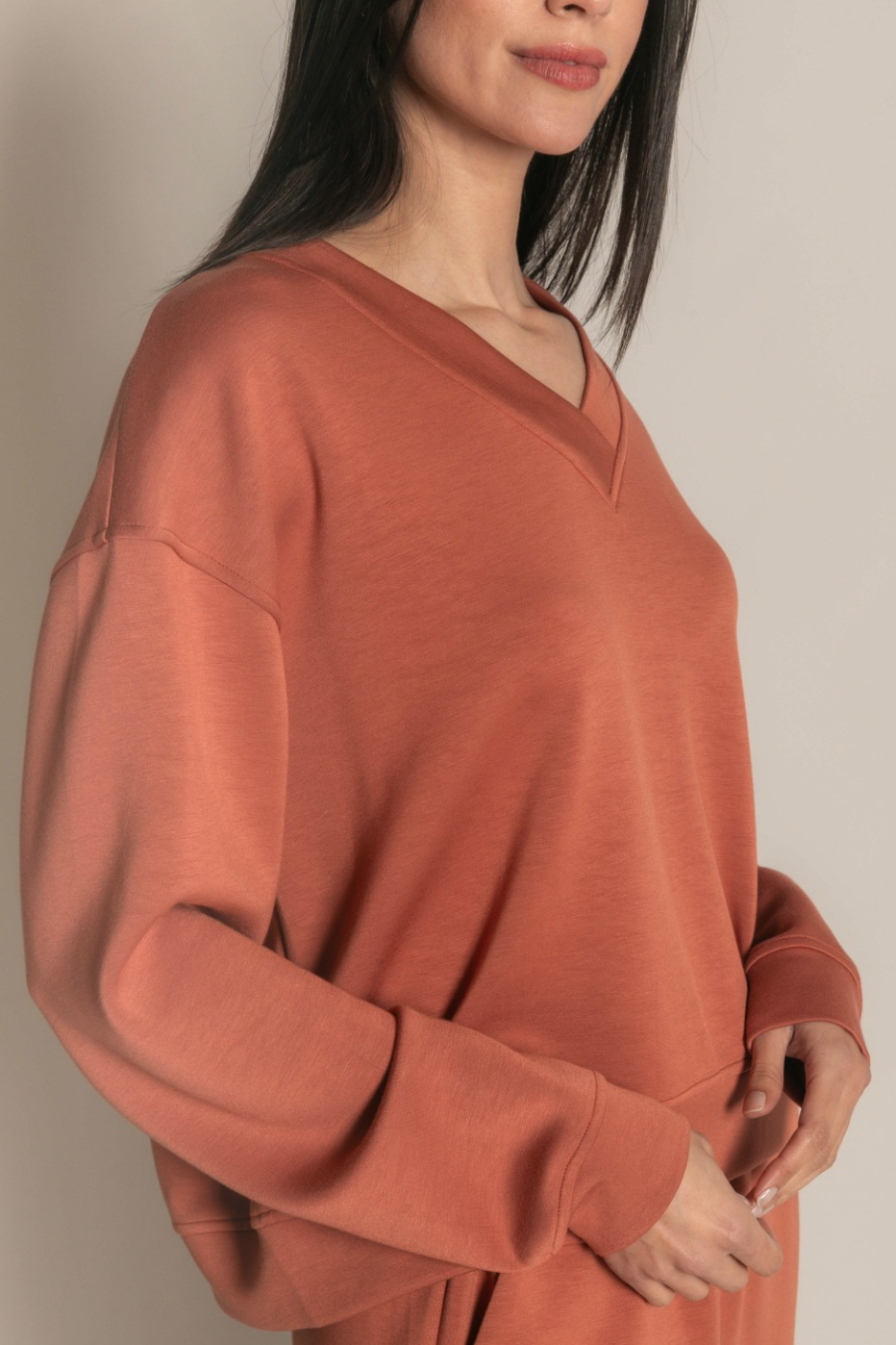 P. CILL Butter Modal V-Neck Pullover Top