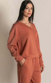 P. CILL Butter Modal V-Neck Pullover Top