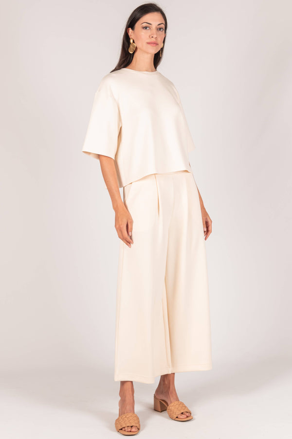 P. CILL Butter Modal Wide Leg Culotte Pants: Black or Charcoal