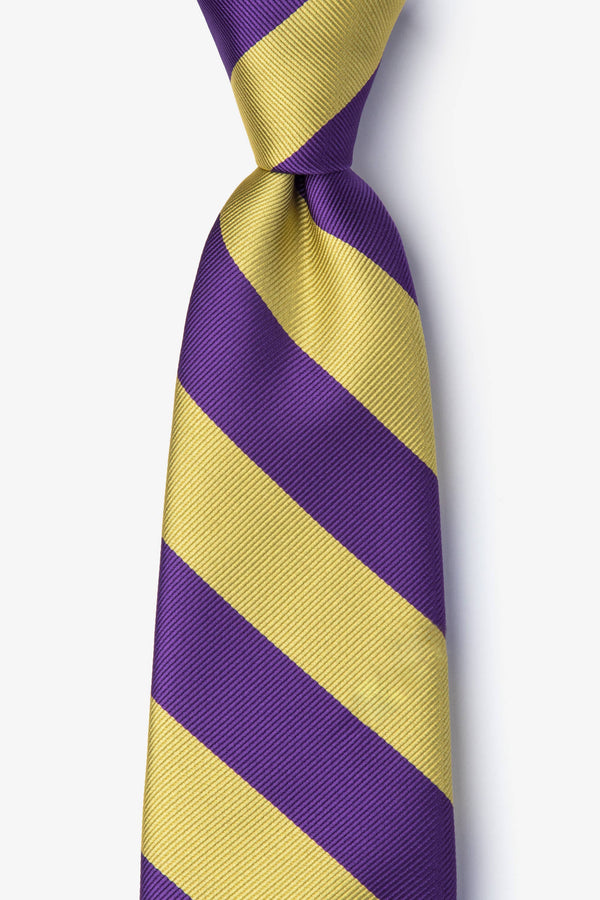 Purple and Gold Stripe - Collegiate Stripe Necktie: Self-tie Bowtie or Necktie