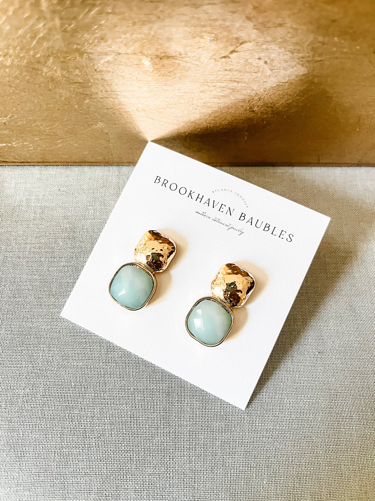 Hammered Gold and Aquamarine earrings