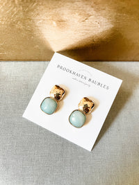 Hammered Gold and Aquamarine earrings