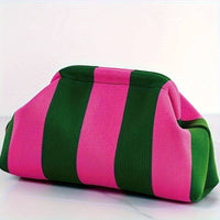 Compact Urban Chic Stripe Design Clutch Bag Makeup Pouch