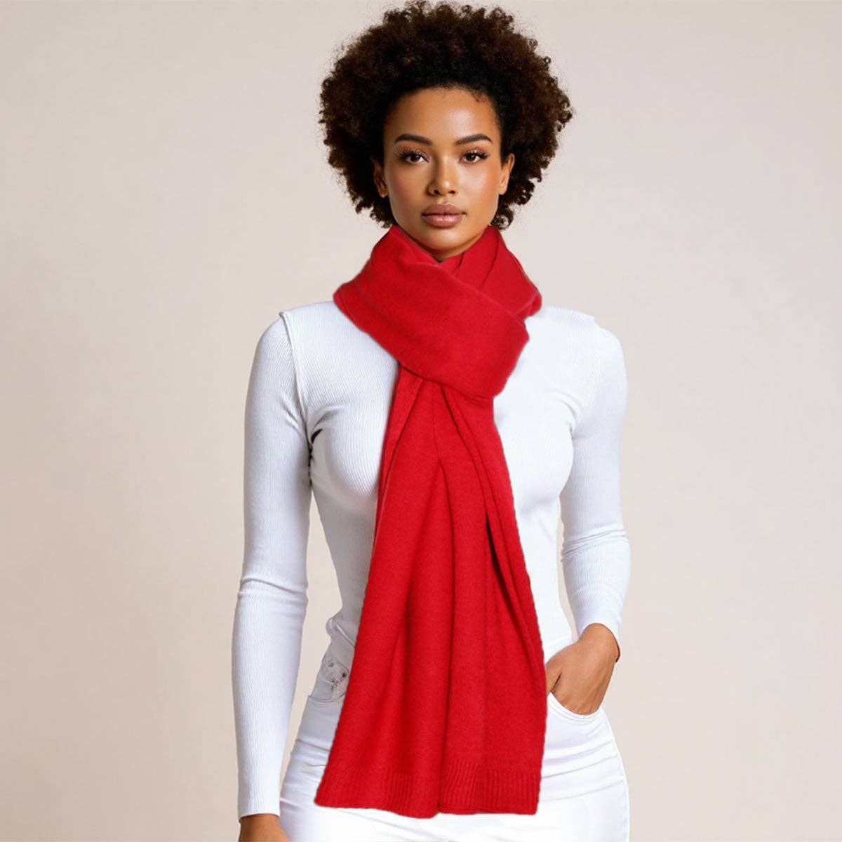Scarf Poncho Acrylic Red Convertible Wrap for Women