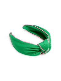 PIPED KNOTTED HEADBAND: GREEN & PINK PIPING