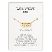 Verse Necklace Filled Display - Spring 25: Gold Plated/Pine Display / 11.5" W x 7.25" H x 1" D