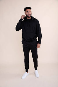 Melange Hoodie Pullover - BLACK