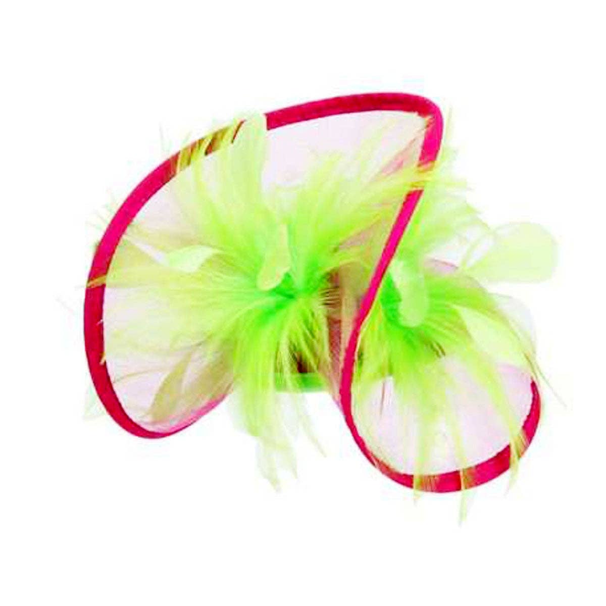 AKA Sorority Pink Green Folded Feather Fascinator: Pink and Green / Multi Tone / -