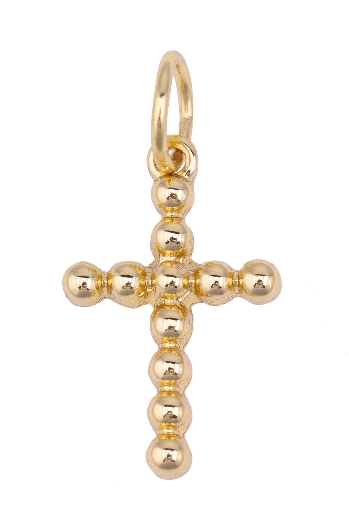 CANVAS STYLE CHARM BAR-Beaded Cross Charm in Shiny Gold