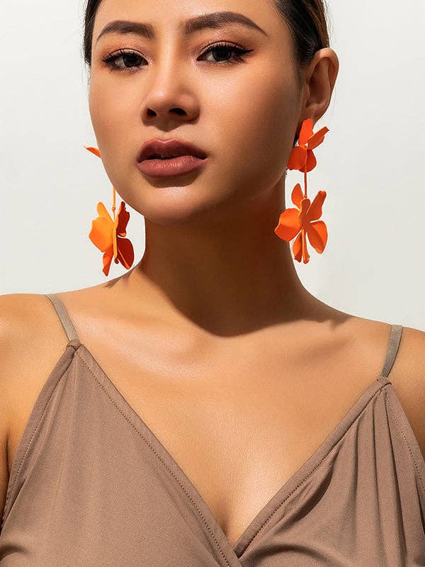 Flower Shape Drop Earrings Earrings Accessories: GOLD / One_size