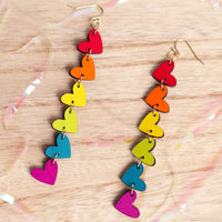 Rainbow Heart Chain Dangle Earrings