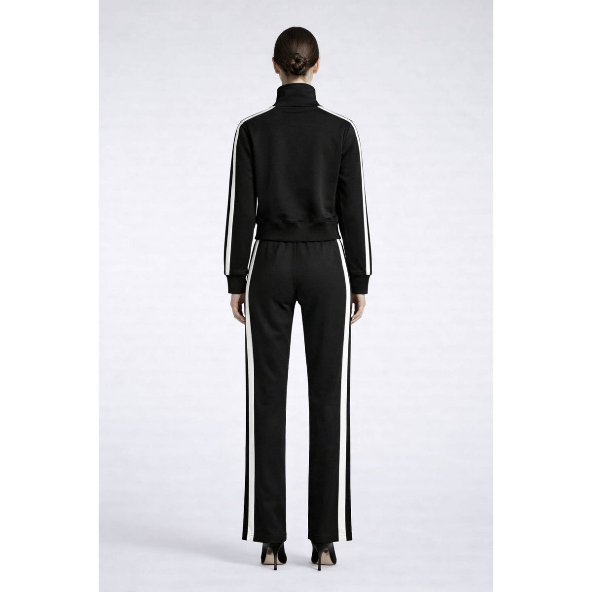 Midnight Stripe Luxe Track Set: BLACK / S-M-L-XL(2-2-2-2)
