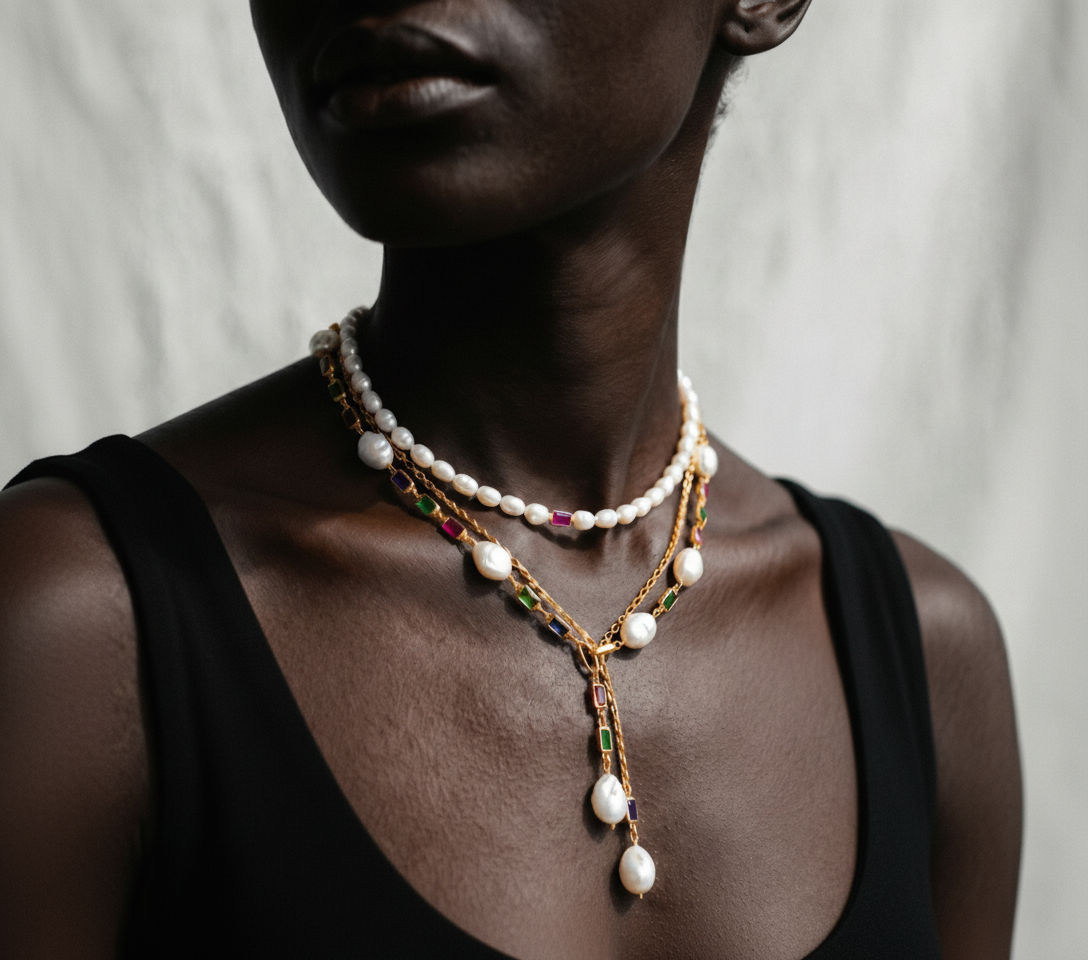 Divine Pearl Layered Lariat Necklace: All Set