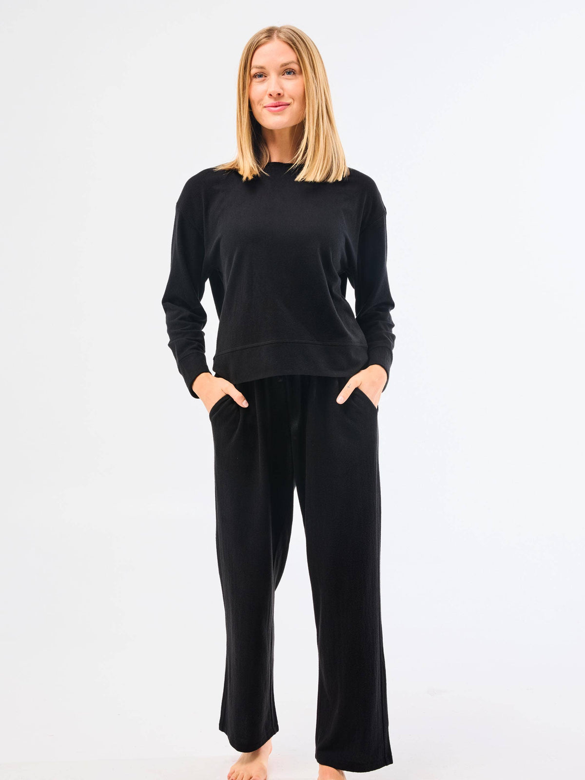 Sophie Straight Leg Pants Set | Black