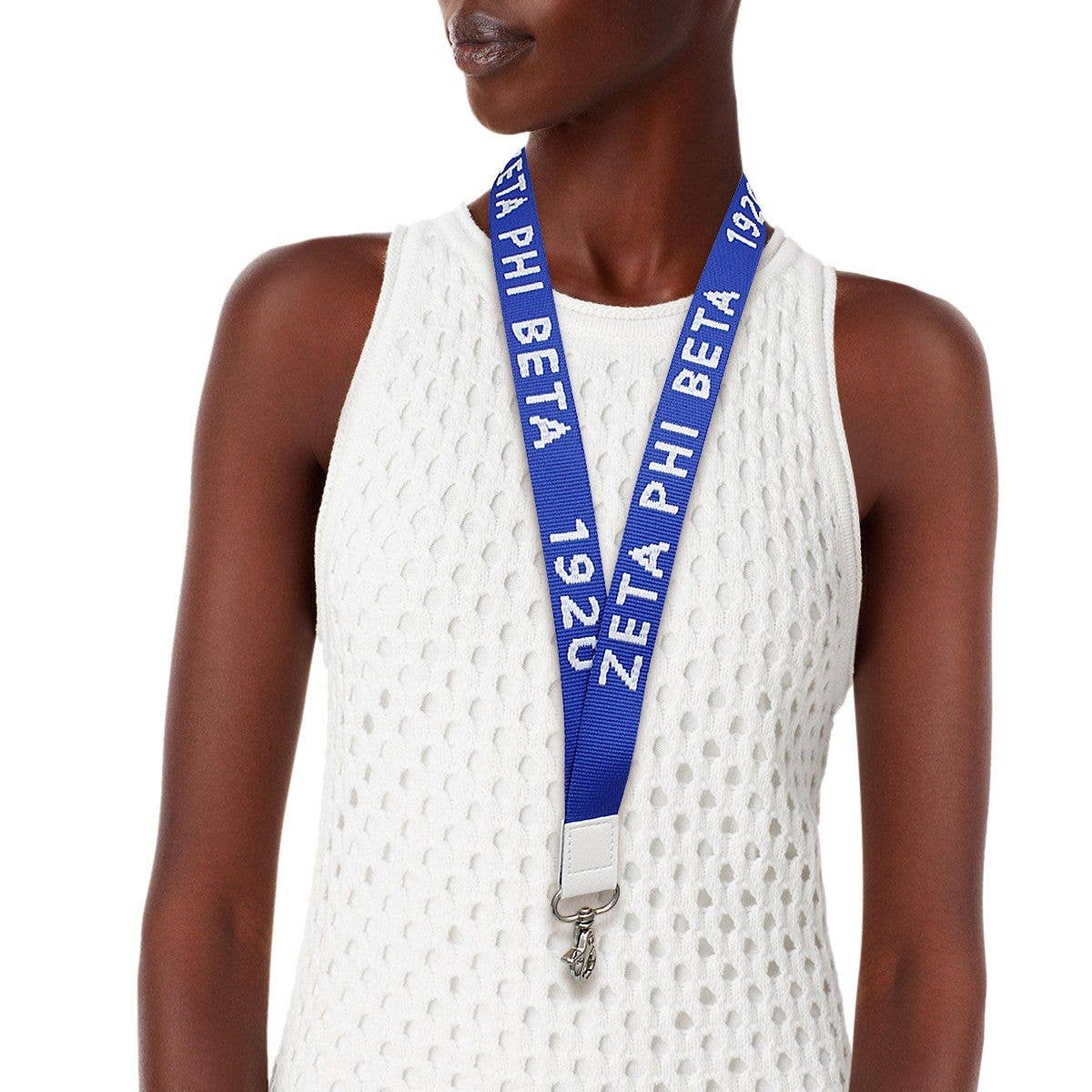 ZPB Blue Canvas Lanyard ID Badge Clip Women: Color
