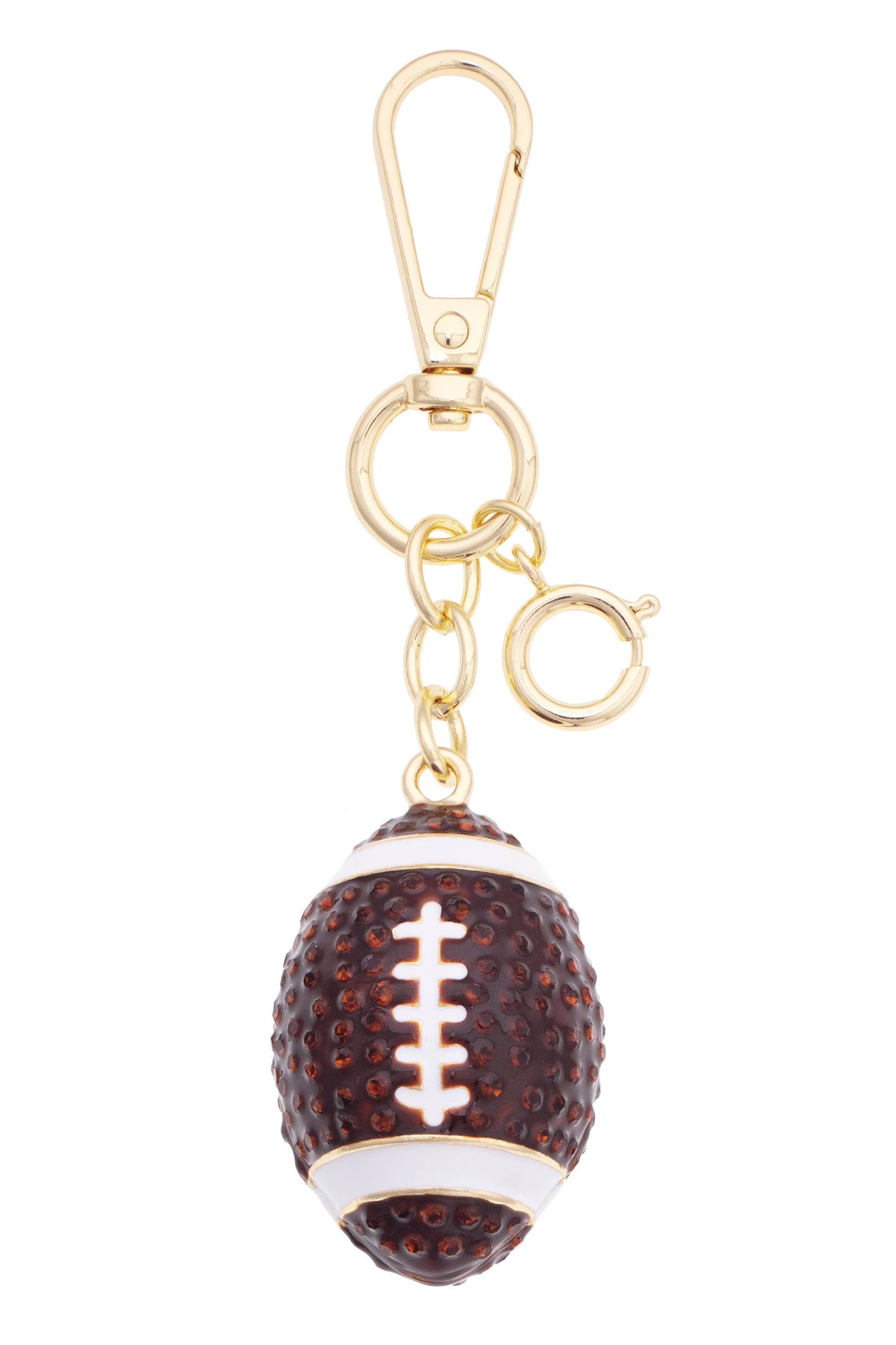 3-D Football Embellished Bag Charm in Brown & White