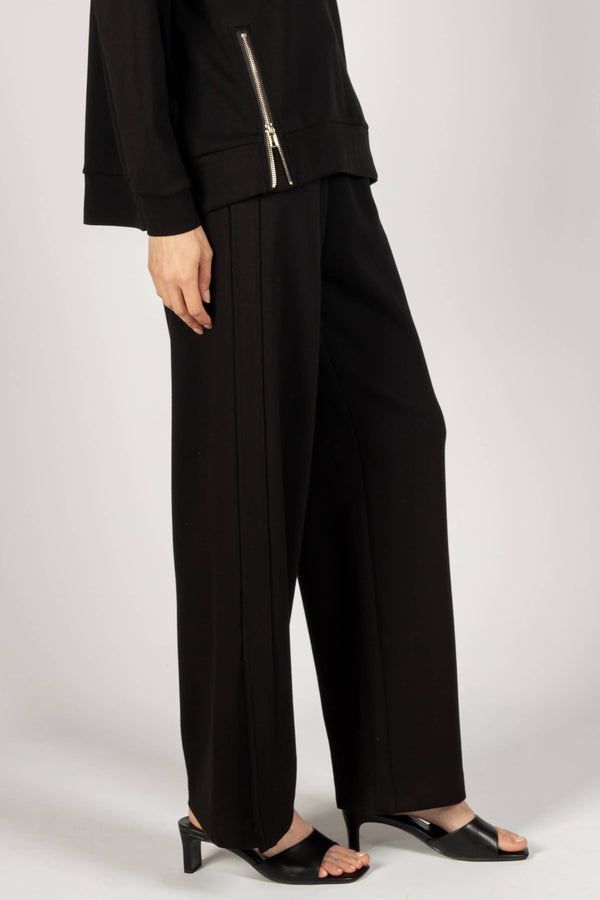 P. CILL Butter Modal Side Binding Wide Leg Pants: Black