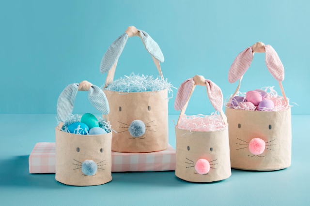 Mudpie Bunny Face Easter Basket (Pink or Blue)